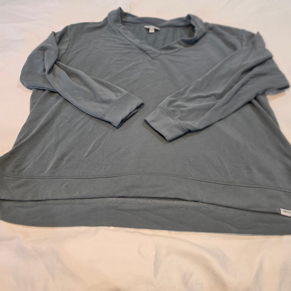 Orvis Sweatshirt Women XXL Slate Blue Excellent V-Neck Modal Blend 1720418